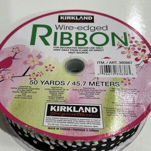 Wire-Edged Black & White Polka Dot Decorative Ribbon Spool 1.5" X 45 Yd
